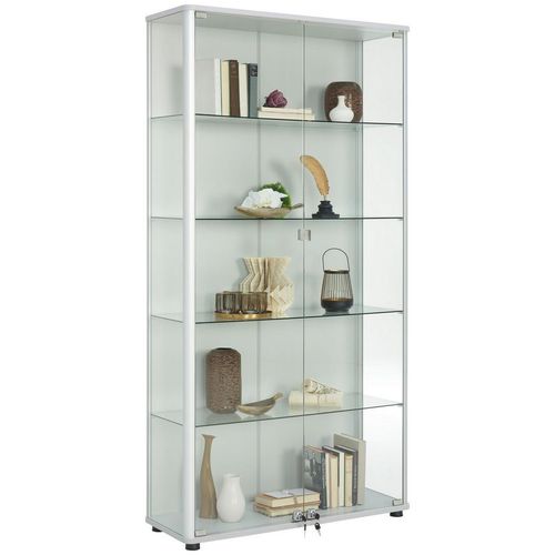 Vitrine , Klar, Hellgrau , Glas , 4 Fächer , 96x190x36 cm , Typenauswahl , Esszimmer, Vitrinen