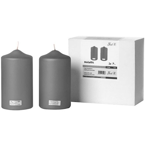 Stumpenkerze FINK "CANDLE", grau, H:15cm Ø:8cm, Kerzen