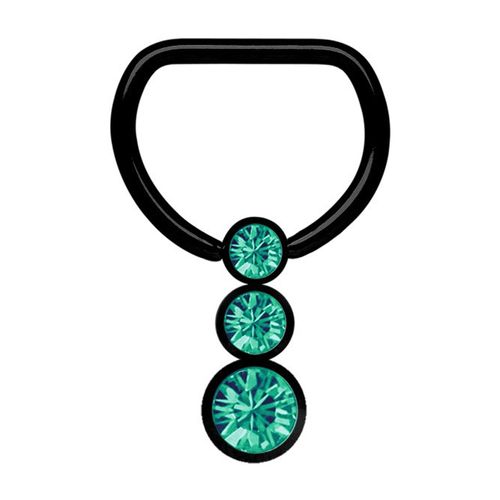 Brustwarzenpiercing ADELIA´S "Piercing Brustpiercing", Damen, Gr. 12, grün, Stahl, Piercings, Stahl - Klemm-Brustring PVD schwarz mit Steinkugeln