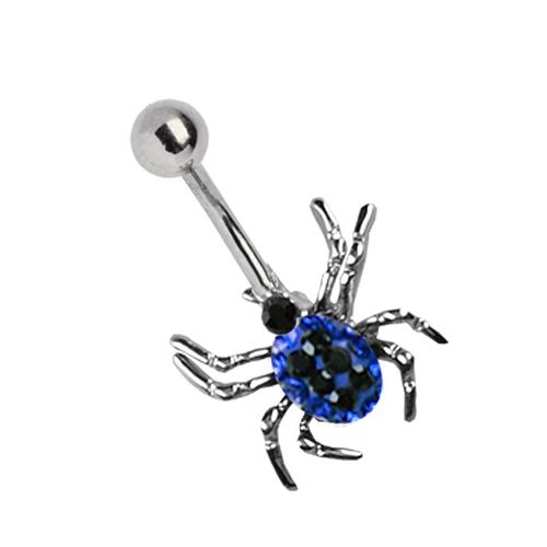 Bauchnabelpiercing ADELIA´S "Piercing Piercing Bauchnabelpiercing", Damen, Gr. onesize, blau, Titan, Piercings, Titan Bauchnabel Piercing Banane Spinne mit Steinen