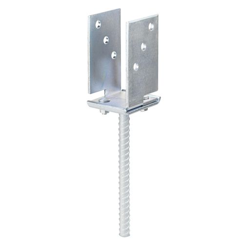 U-Pfostenträger ALBERTS, silber (galvanisch verzinkt), B:7,1cm T:8,2cm, Stahl, Bodenanker, galvanisch verzinkt, Breite 71-131 mm, Betonanker 200 mm