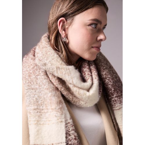 Schal STREET ONE STUDIO, Damen, Gr. onesize, weiß (lucid weiß), Stoff, 100% Polyester, bedruckt, Modetücher, mit Fransenkante