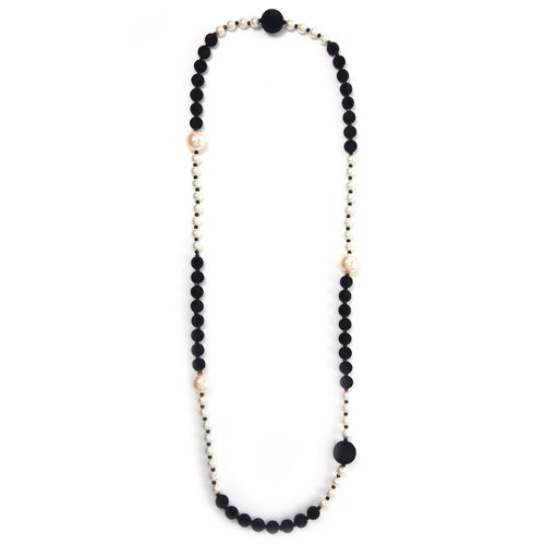 Lange Kette "Amica", Damen, Gr. onesize, Glas, schwarz, COLLEZIONE ALESSANDRO, Basic, Halsketten, mit kleinen Schliffglasperlen