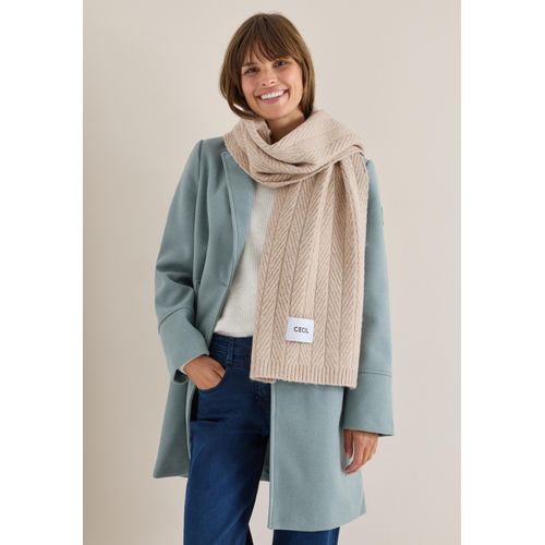 Schal CECIL, Damen, Gr. onesize, sandalwood beige melange, Stoff, 74% Polyester, 22% Polyacryl, 4% Elasthan, unifarben, Modetücher, mit Struktur