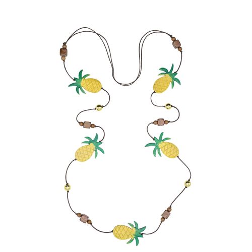Lange Kette "Pineapple", Damen, Gr. onesize, Holz, gelb, COLLEZIONE ALESSANDRO, Basic, Halsketten, mit kleinen Ananas aus Holz