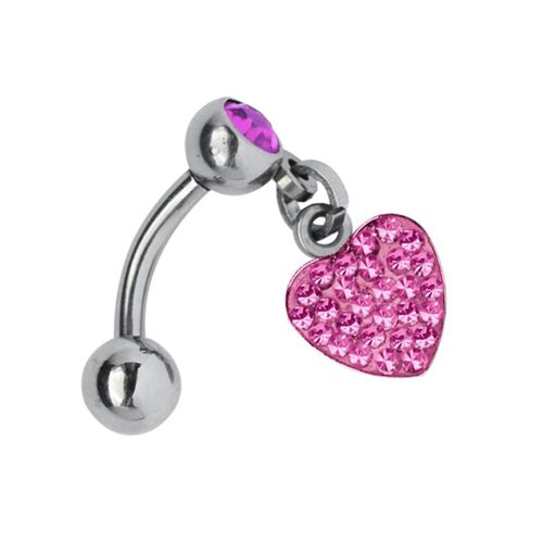 Bauchnabelpiercing ADELIA´S "Piercing Piercing Bauchnabelpiercing", Damen, Gr. onesize, pink, Titan, Piercings, Titan Banane - Bauchnabel Piercing Herzanhänger pink