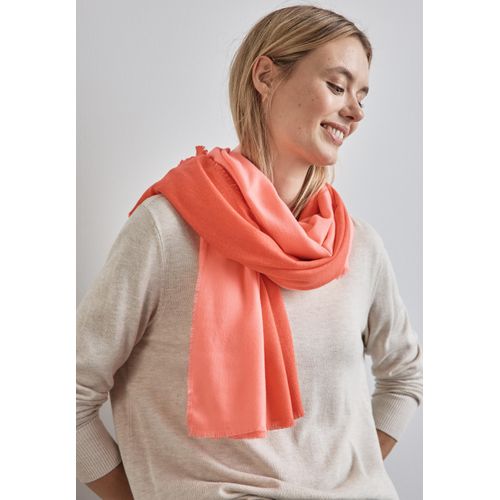 Schal STREET ONE, Damen, Gr. onesize, orange (peachwood orange), Stoff, 65% Polyester, 35% Viskose, gestreift, Modetücher, aus softem Materialmix