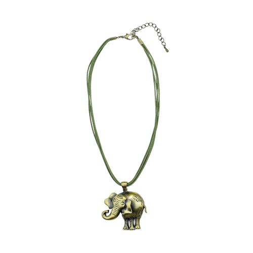 Kette mit Anhänger "Elefant", Damen, Gr. onesize, Metall, grün, COLLEZIONE ALESSANDRO, Basic, Halsketten, mit Elefantenanhänger