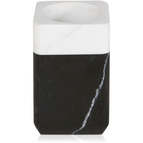 Zahnbürstenhalter MÖVE "Black & White", schwarz (schwarz, snow), H:11cm, Marmor, Zahnputzbecher, Marmor