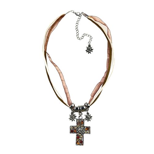 Kette mit Anhänger ALLGÄU REBELL "Hannelore", Damen, Gr. onesize, Metall, braun, Basic, Halsketten, mit kleinen Edelweiß