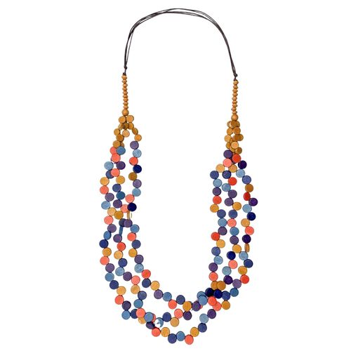 Lange Kette "Perla", Damen, Gr. onesize, Holz, bunt (multi), COLLEZIONE ALESSANDRO, Basic, Halsketten, mit vielen kleinen Holzscheibchen