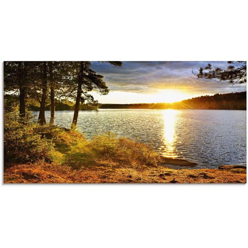 Glasbild ARTLAND "Sonnenuntergang über See Algonquin Park", bunt (farbe bild(er): bunt), B:100cm H:50cm, Bilder, in verschiedenen Größen