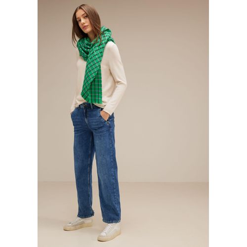 Schal STREET ONE, Damen, Gr. A, grün (arty grün), Stoff, 65% Polyester, 35% Viskose, kariert, Modetücher, mit Fransen am Saum