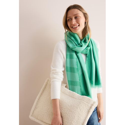 Schal CECIL, Damen, Gr. onesize, grün (aventurine grün), Stoff, 65% Polyester, 35% Viskose, gemustert, Modetücher, mit Fransen am Saum