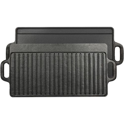 Grillplatte EL FUEGO "El Fuego", schwarz, B:50,5cm H:1,4cm L:23,5cm, Gusseisen, Grillroste, aus Gusseisen, doppelseitig nutzbar: Grillplatte/ Garplatte