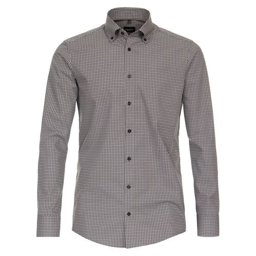 Businesshemd VENTI "VENTI Businesshemd Print", Herren, Gr. 42, Normalgrößen, braun, 100% Baumwolle, bedruckt, schmal, Hemden