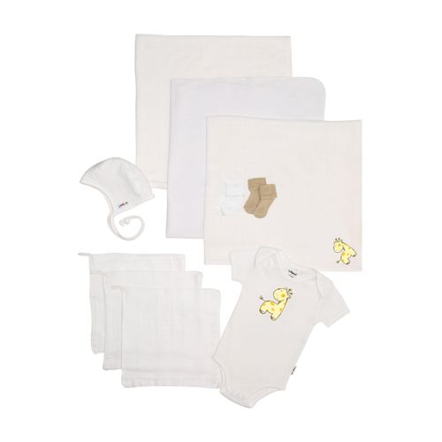 Erstausstattungspaket LILIPUT "Giraffe", Mädchen, Gr. 62/68, weiß, 100% Baumwolle, KOB Set-Artikel Erstausstattungspaket, mit 10 Teilen