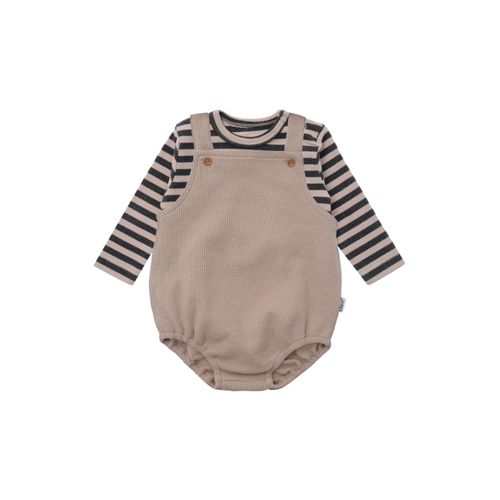 Strampler LILIPUT, Jungen, Gr. 86/92, grau (grau, beige), 60% Baumwolle, 40% Polyester, Rundhals, Overalls, bestehend aus Latzshorts und Langarmshirt