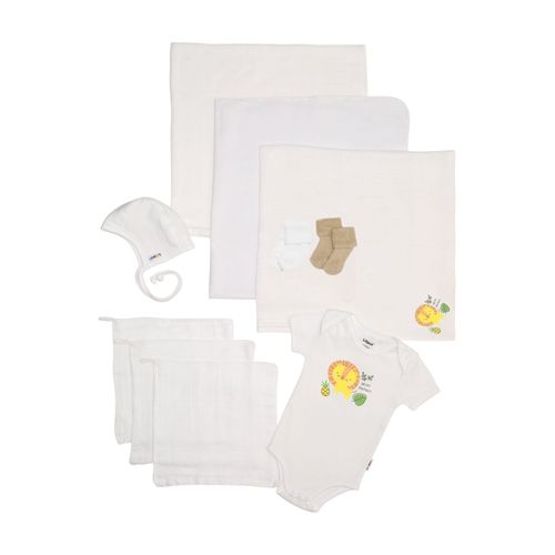 Erstausstattungspaket LILIPUT "Mini Safari", Mädchen, Gr. 50/56, weiß, 100% Baumwolle, KOB Set-Artikel Erstausstattungspaket, mit 10 Teilen