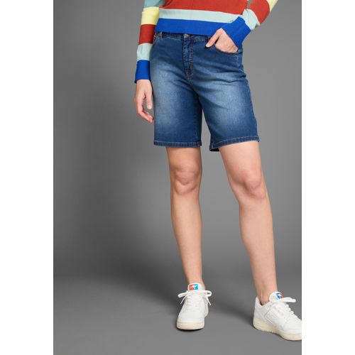 Jeansbermudas KANGAROOS, Damen, Gr. 42, N-Gr, blau (dunkelblau us), Denim/Jeans, Obermaterial: 80% Baumwolle, 18% Polyester, 2% Elasthan, kurz, Jeans, High Waist