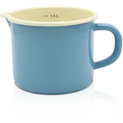Milchtopf KRÜGER, blau, H:11cm Ø:12cm, Töpfe, Literskala, 1 Liter, für Induktions-Kochfelder geeignet