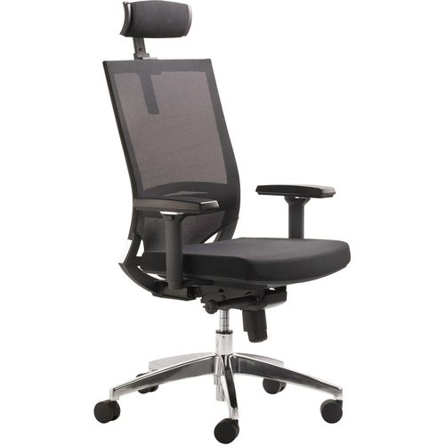 Drehsessel mit Armlehnen, Kopf- & Lendenwirbelstütze - Schwarz