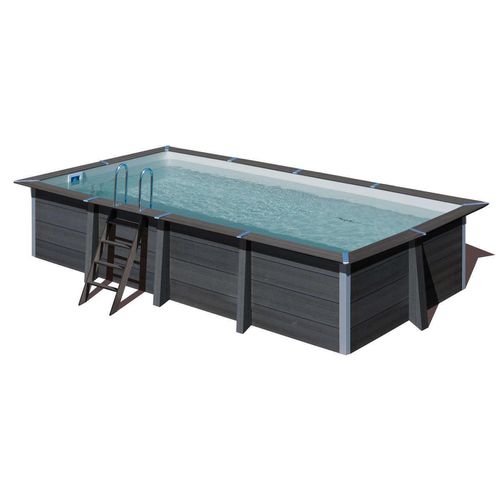 GRE Composite WPC Pool Set rechteck 3,26m x 6,06m x 1,24m Super Komplettset Rechteckpool / 326 x 606 x 124 cm Rechteckbecken Poolset