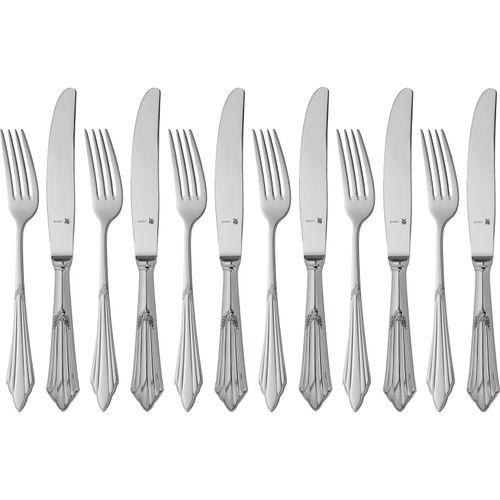 WMF Fächer Dessertbesteck 12teilig, Vorspeisebesteck für 6 Personen, Frühstücksbesteck, Cromargan protect poliert, kratzbeständig, spülmaschinenfest