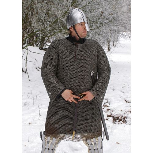Kettenhemd Hauberk, unvernietet, ID 8 mm, brüniert : XL Größe: XL