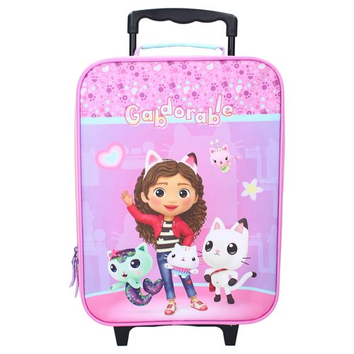 Trolley VADOBAG, Kinder, Gr. B/H/T: 32cm x 42cm x 11cm, lila (purpurviolett), Polyester, bedruckt, Koffer, mit angesagtem Gabby’s Dollhouse-Motiv
