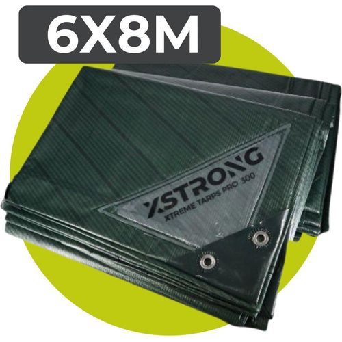 Xstrong Pro 300 - Abdeckplane - 6x8 - Grün - Wasserdicht & UV Best§ndig - 3-lagige kreuzweise laminierte Plane