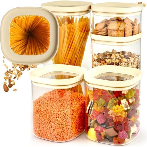 Luftdichte Vorratsbehälter Set - Glasbehälter für die Küche - 5 Stück - Borosilikatglas - Stapelbar