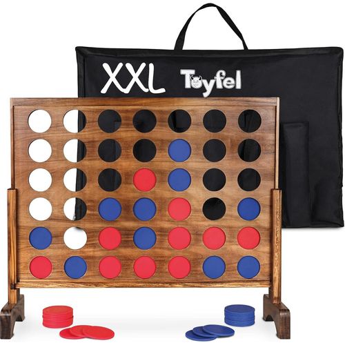 Großes Vier Gewinnt Spiel - Hölzernes XXL Spiel für drinnen und draußen