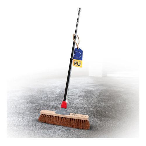 Novaliv Kokosbesen 40 cm mit Stiel Kokosborsten Besen Naturborsten mit stiel Ideal als Werkstattbesen Hallenbesen Industriebesen Hausbesen Kehrbesen Malerbesen Haarbesen Terassenbesen Besen weich