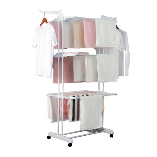Beweglicher Kleiderständer und Wäscheständer - Weiß