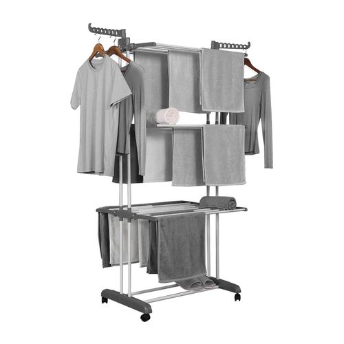 Wäscheständer mit Rollen und klappbaren Regalen