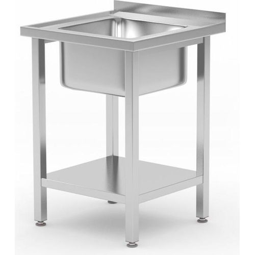 Einbeckenspüle mit Ablage Budget Line STAL 600 x 600 x 850 cm - Hendi 816806