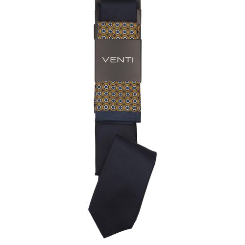Krawatte VENTI "VENTI Accessoires gemustert", Herren, blau (dunkelblau), 100% Seide, Krawatten