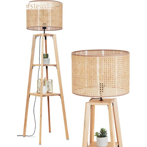 Varoni Stehlampe aus Holz/Wiener Geflecht/Rattan in Natur