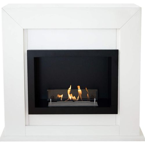 Xaralyn Ethanol Kamin - Adra BRI-MDW - weiß Holz - 1,5 KW Heizung - Kaminsims mit Einbaukamin - Dekokamin