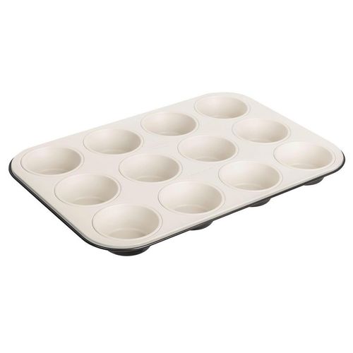 Dr.Oetker Muffinform Exclusive , Grau-Braun/Creme , Metall , 26.5x3x38.5 cm , antihaftbeschichtet , Backen, Backformen, Backformen-Sets