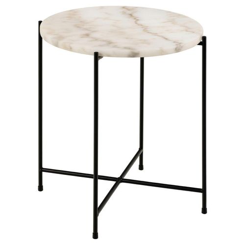 Beistelltisch, Weiß, Stein, rund, rund, X-Form, 42x45x42 cm, Wohnzimmer, Wohnzimmertische, Beistelltische