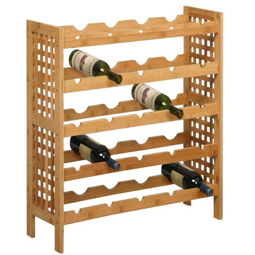 Carryhome Weinregal , Natur , Naturmaterialien , 5 Fächer , 63x73x25 cm , Küchen, Küchenmöbel, Küchenregale