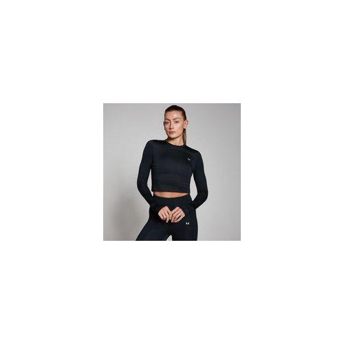 MP Damen Training Body Fit Langarm-Crop-Top – Schwarz - XXL
