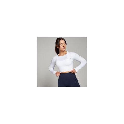 MP Damen Shape Nahtloses Langarm-Crop-Top — Weiß - XXS