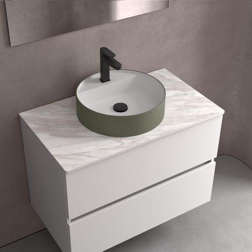 Salgar Aufsatzwaschtisch BICA ohne Siphon und Clickerabfluss SOLID SURFACE Green Forest Ø 390 x 105 mm Image