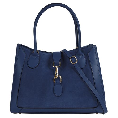 Shopper SAMANTHA LOOK, Damen, Gr. B/H/T: 34cm x 27cm x 15cm onesize, blau, Leder, clean, Taschen, echt Leder, Made in Italy
