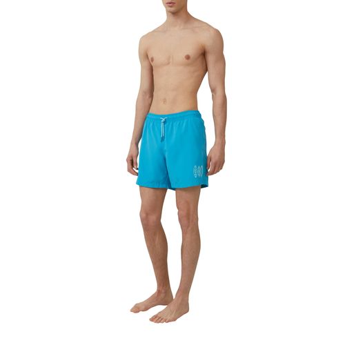 Strandshorts S.OLIVER, Herren, Gr. L, N-Gr, grün (petrol), Obermaterial: 100% Polyester, bedruckt, regular fit ca. Mitte Oberschenkel, Hosen, Sommerhose mit elastischem Bund