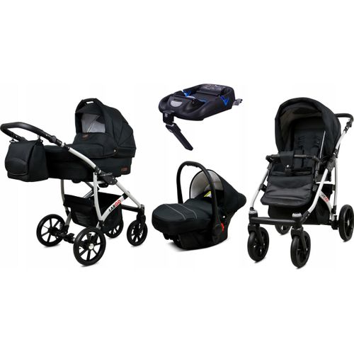 BabyLux® Largo | 4in1 Kinderwagen Set | Black | Kombikinderwagen | Kinderwagenset | Isofix-Basis