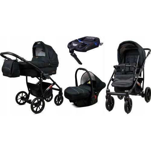 BabyLux® Largo | 4in1 Kinderwagen Set | Black | Kombikinderwagen | Kinderwagenset | Isofix-Basis